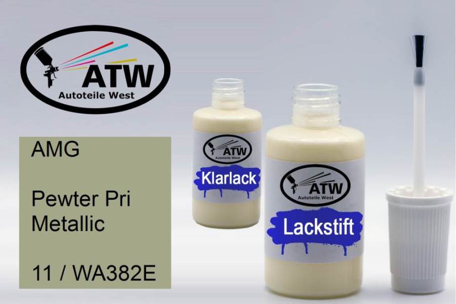 AMG, Pewter Pri Metallic, 11 / WA382E: 20ml Lackstift + 20ml Klarlack - Set, von ATW Autoteile West.